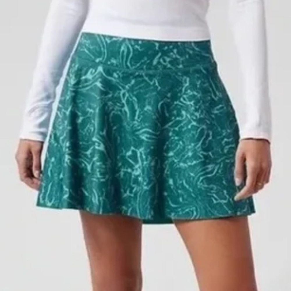 Athleta Ace Printed Ripple Marble Borealis Green Patterned Tennis Athletic Skort